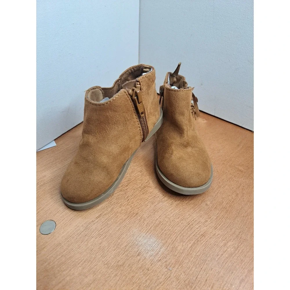 OLD NAVY Girls' Toddler Brown Faux Suede Flat Mid Top Combat Boots Size 6
